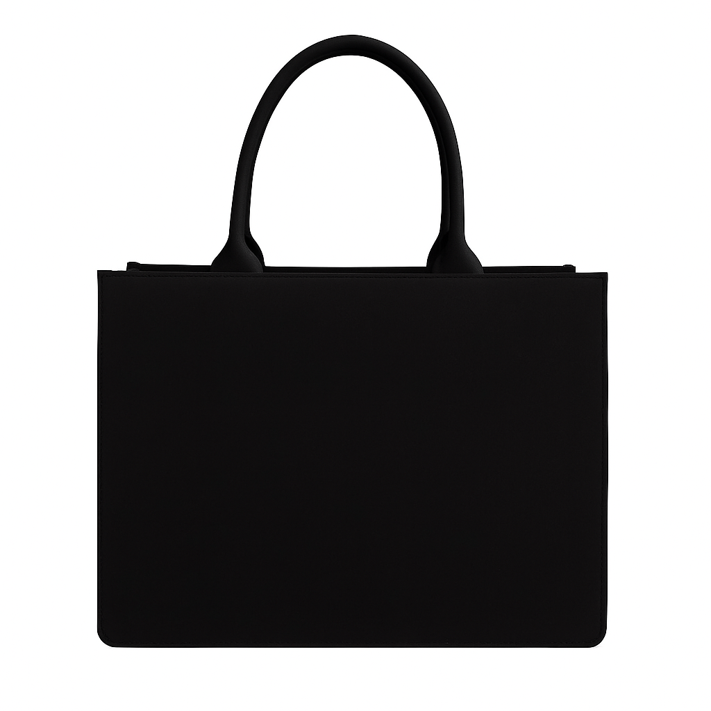 Custom Name Black Tote Bag – Large Reusable Shopping Bag with Floral Design – Personalized Women's Beach & Travel Tote