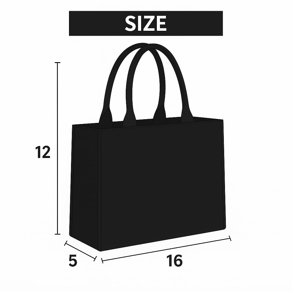 Custom Name Black Tote Bag – Large Reusable Shopping Bag with Floral Design – Personalized Women's Beach & Travel Tote